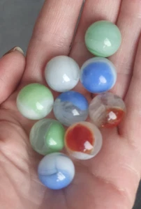 5/8" Vitro Conquerer Vintage Patch Marbles x9 - Picture 1 of 3