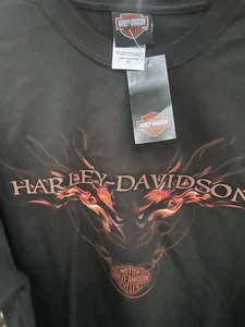 Harley Davidson Shirt Large Black Graphic London England Biker Casual Warrs - Picture 1 of 3