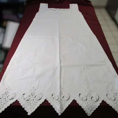 Antique Italian Night Gown Eyelet Embroidery Cutwork Scalloped Edging        j91 - Image 1 of 4