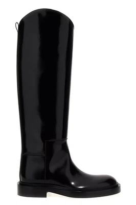 JIL SANDER Black Leather Knee High Boots New & Authentic - Изображение 1 из 4