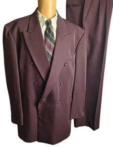 Gino Cappeli Double Breasted Suit Mens 50 40x30 Classic 80s Power Suit Mob Boss - Picture 1 of 24