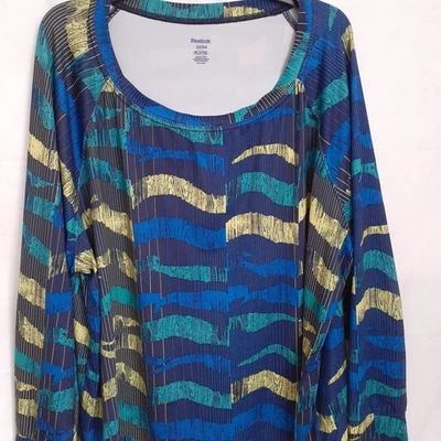 Camisa para mujer Reebok PlayDry Active colorida manga larga talla 22/24 Foto 1 de 4