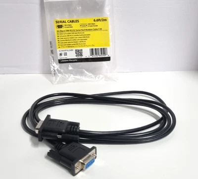 Lot of 2x 2m DB9 RS232 Serial Cable Male to Female Straight Through Black - Image 1 of 4