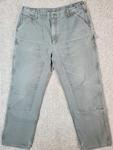 Carhartt B136 MOS Double Knee Duck Canvas Work Pants Green 38 x 32 - Picture 1 of 9