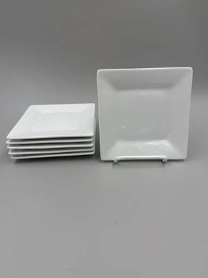 Crate And Barrel Square White Appetizer Plates 6x6 Set of 6 - Image 1 of 4