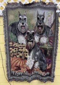 Danbury Mint "I Love Mini Schnauzers" tapestry/throw 100% Cotton w/ Decorative - Picture 1 of 4
