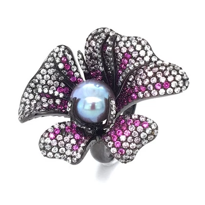 Fei Liu Pearl Flower In 925 Silver With Pink and White Ombré Cubic Zirconia Foto 1 de 4