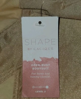 Cacique Gold Open Bust Bodysuit, Size 14/16, NWT ~ Sealed Bag - Image 1 of 4