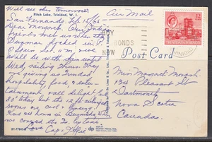 Tarjeta postal de Trinidad y Tobago a Canadá de febrero de 1965 - Imagen 1 de 2