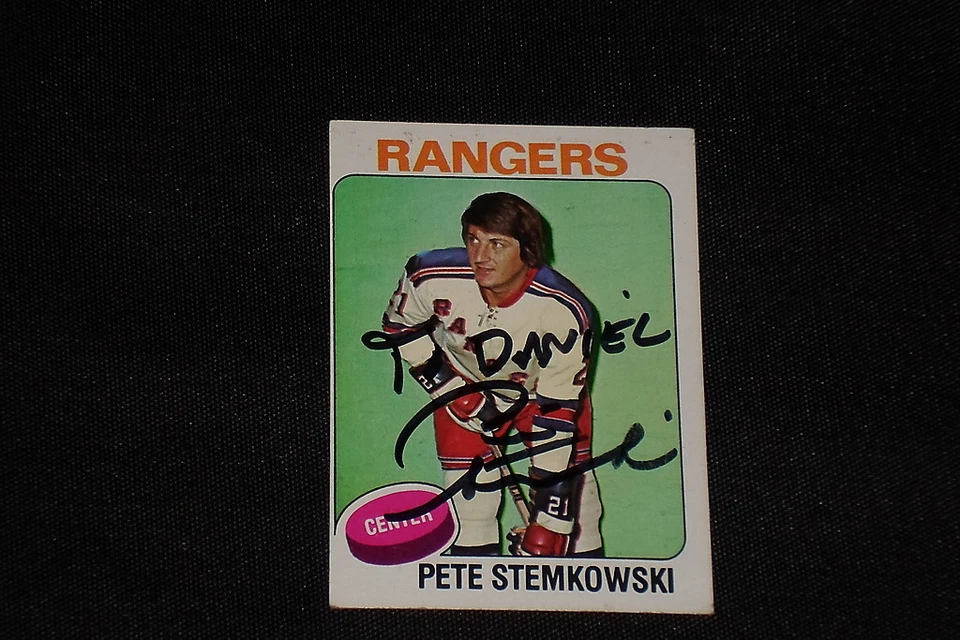 PETE STEMKOWSKI 1975-76 TOPPS SIGNED AUTOGRAPHED CARD #303 RANGERS - Image 1 of 1