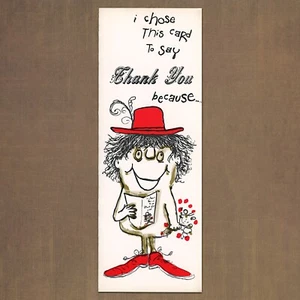 Lustige Vintage ROSALIND WELCHER Panda Drucke Dankeskarte, Crazy Doodle Man Kunst - Bild 1 von 6