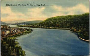 Vintage WV Postcard Ohio River at Wheeling West Virginia Posted 1946 - Picture 1 of 4