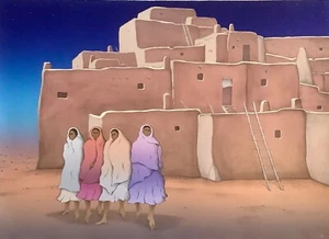 R.C. Gorman “Taos Night” Lithograph Artist Signed & Dated Limited Edition RARE - Picture 1 of 20