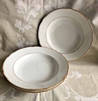 3 x Schirnding Bavaria Suppenteller Teller Goldwellenrand tiefe Teller Ø 24,5 cm - Bild 1 von 4