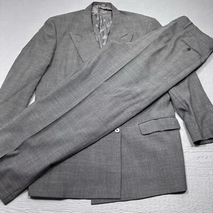Vintage Calvin Klein Suit Mens 44 Brown Double Breast Italy Classic 37X30 Pants - Picture 1 of 24