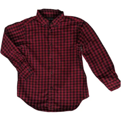 Usada en Excelente Condición Camisa Ralph Lauren Roja y Negra A Cuadros Botón Delantero Algodón Popelina, Talla 6 Foto 1 de 4