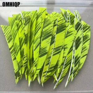 50Pcs 4" Shield Arrow Feather Flu Yellow Ink Fletches For Traditional Bow Arrow - Picture 1 of 6