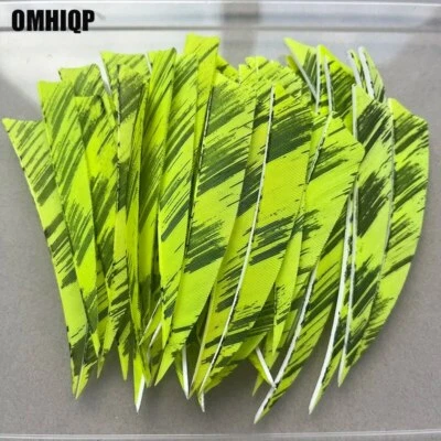 50Pcs 4" Shield Arrow Feather Flu Yellow Ink Fletches For Traditional Bow Arrow - Image 1 of 4