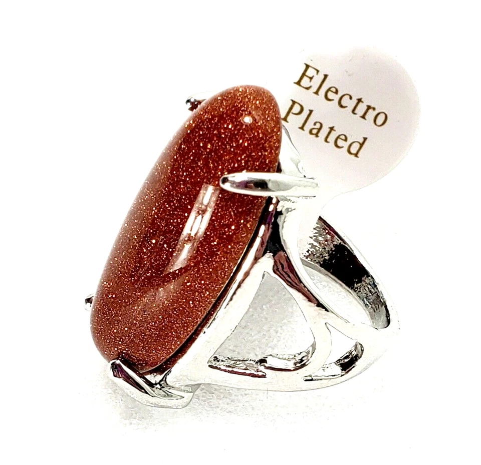 Anillo de moda semiprecioso Sun Sitara electrochapado para mujer talla US 6 oblongo Foto 1 de 4