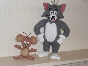 Hand Knitted Soft Toy Tom & Jerry By Knitted Creations Both For Only £35.00 +P+P - Picture 1 of 9