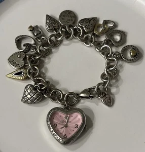 Brighton Power of Pink Corazón Reloj Dije Tono Plata Cadena Eslabón Pulsera. - Imagen 1 de 9
