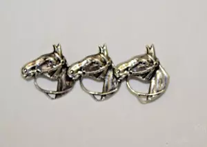 Spilla vintage Beau argento sterling tripla testa di cavallo/barra equino - Foto 1 di 6