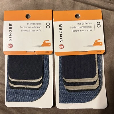 Singer Iron-On Patches. Sizes 2x3 inch & 5x5 inch. 8 Count Pkg. Assorted Colors. - Image 1 of 4