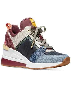 SNEAKERS DA GINNASTICA MICHAEL KORS GEORGIE MK LOGO ORO FIRMATE DENIM I LOVE SHOES - Foto 1 di 7