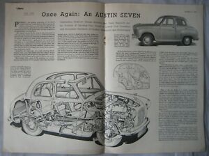 1951 Austin Seven Motor magazine article including cutaway drawing