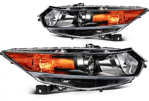 Headlights Assembly For 2009-2014 Acura TSX Headlamp Left Right Black Housing - Foto 1 di 9