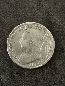 6 PENCE 1900 VICTORIA SILBER GROSSBRITANNIEN / STREIFEN / GREAT BRITAIN SILVER - Bild 1 von 2