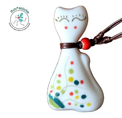 Halskette Katze Keramik Retro Vintage Kunst Glücksbringer Geschenkidee Rarität - Bild 1 von 2