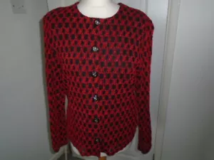 Vintage red and black lined long sleeve jacket top, BETTY CLARK, size 14 - Picture 1 of 4