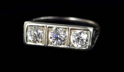 Antico Decorativo Taglio Di Miniera .72ct Diamante 18kt Bianco Oro 3 - Immagine 1 di 4