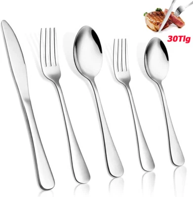 Besteck Set bis 30teilig für 6Personen Besteck Tafelbesteck Essbesteck Edelstahl - Bild 1 von 4