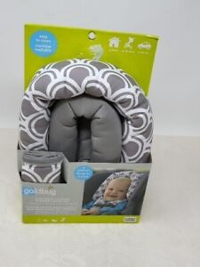 GOLDBUG GRAY & WHITE DUO HEAD SUPPORT & STRAP COVER SET CAR SEAT/STROLLER