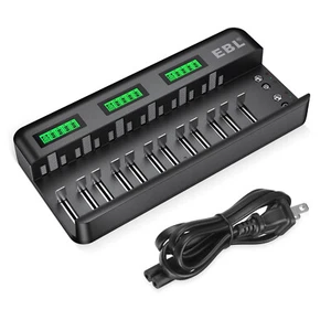 EBL Multi Slots Charger for AA AAA C D Size 9V Rechargeable Batteries - Picture 1 of 8