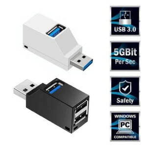 Mini 3 Port USB 3.0 Splitter Hub High Speed Data Transfer Splitter Box Adapter - Picture 1 of 11