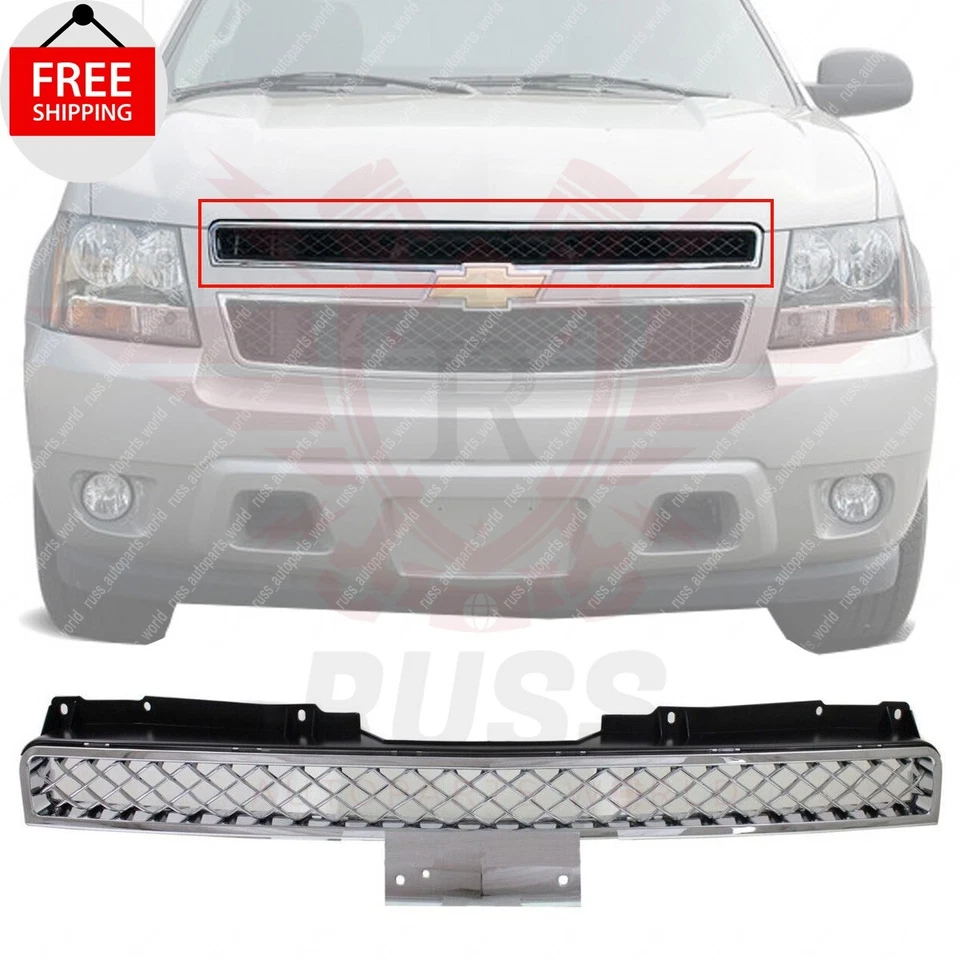 New Front Upper Grille Chrome Fits 2007-2014 Chevrolet Tahoe 2007-13 Avalanche Foto 1 de 4