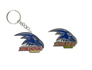 SET OF 2 ADELAIDE CROWS AFL TEAM LOGO METAL PIN BADGE & MASCOT KEYRING KEY RING - Picture 1 of 1