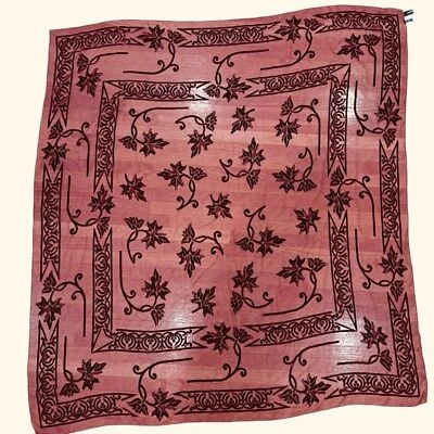 Salvatore Ferragamo Burgundy Sheer Velvet Square Scarf 43” x 47” Silk Blend - Image 1 of 4