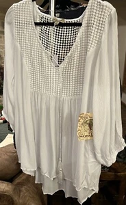 Blusa de encaje de ganchillo blanco One World Plus 3X borlas ¡nueva con etiquetas fabulosa! - Imagen 1 de 5