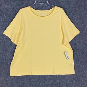 Westbound Blouse Women's 3X Short Sleeve 100% Cotton Yellow NWD - Picture 1 of 9