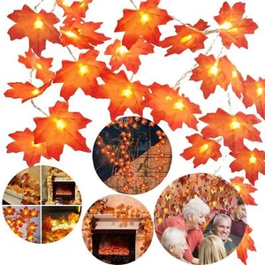 19.6ft Thanksgiving Maple Leaves String Lights Garland Fairy Lights Home Decor - Picture 1 of 12