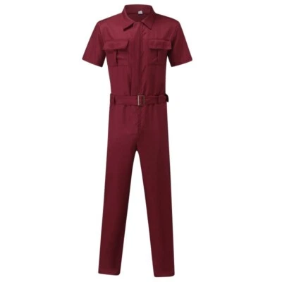 Mens Jumpsuit Casual Jumpsuit Loose Breathable Belted Uniform Leisure Jumpsuit - Image 1 of 4