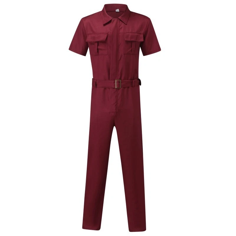 Mens Jumpsuit Casual Jumpsuit Loose Breathable Belted Uniform Leisure Jumpsuit - Image 1 of 4