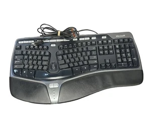 Microsoft Keyboard Natural Ergonomic 4000 V1.0 KU-0462 USB Wired Curved - Picture 1 of 8