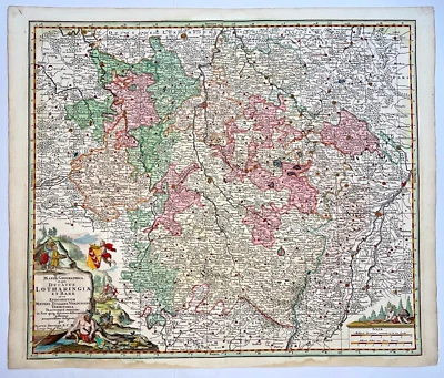 LORRAINE FRANCE 1730 MATTHAUS SEUTTER LARGE ANTIQUE MAP 18TH CENTURY - Image 1 of 4