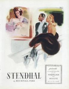 1946 Stendhal Cosmetics Print Ad Raymond Brenot Illustration Paris Fashion - Picture 1 of 1
