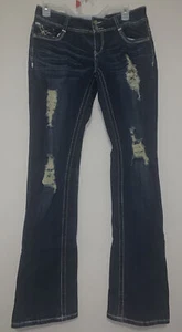 Twentyone Rue21 Damen Low Rise Distressed Slim Bootcut Jeans Größe 5/6R - Bild 1 von 12